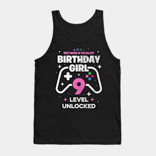 9th Birthday Girl Matching Video Gamer Birthday Tank Top